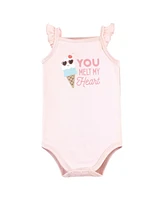 Hudson Baby Girls Bodysuit, Short and Sock, Melt My Heart Ice Cream
