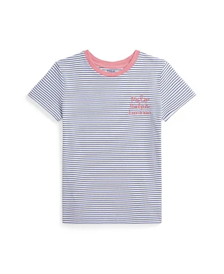 Polo Ralph Lauren Big Girls Striped Logo Jersey T-Shirt