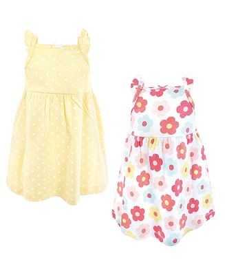 Hudson Baby Girls Cotton Dresses, Cheerful Flower