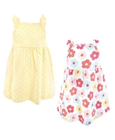 Hudson Baby Girls Cotton Dresses, Cheerful Flower