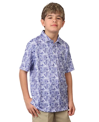 Tailorbyrd Boys Stenciled Leaves Printed Performance Polo