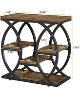 Tribesigns 4-Shelf Side End Table, 23.6-Inch Rustic Narrow Bedside Table with Storage for Living Room, Bedroom, Entryway