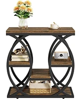 Tribesigns 4-Shelf Side End Table, 23.6-Inch Rustic Narrow Bedside Table with Storage for Living Room, Bedroom, Entryway