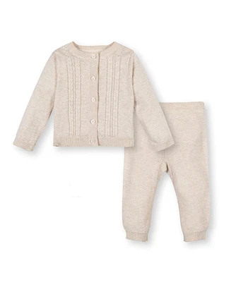 Hope & Henry Baby Organic Long Sleeve Cable Cardigan Legging Sweater Set