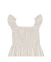 Derek Heart Big Girls Smocked Tiered Midi Dress Faux Linen