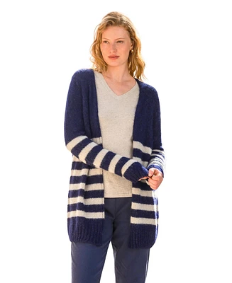 Celtic & Co. Women's Longline Edge To Stripe Cardigan