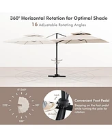Gymax Patio 9.5FT Square Cantilever Offset Umbrella Double Vented 360° Heavy Duty
