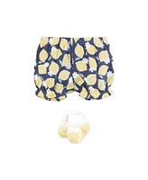 Hudson Baby Girls Bodysuit, Short and Sock, Main Squeeze Lemon