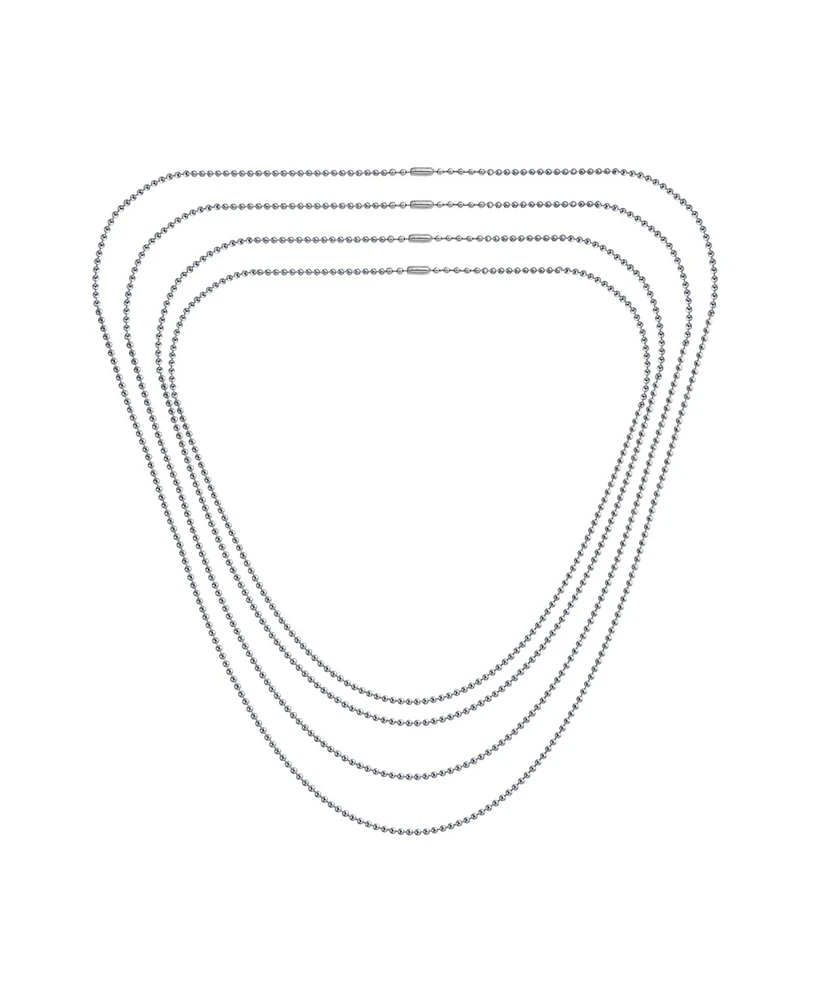Bling Jewelry Set of 4 Thin Minimalist Stainless Steel Saturn Chain Necklace 18. 20, 24 & 30 Inch