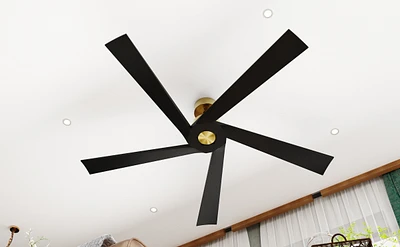 62 inch ceiling fan without light, can be used indoors and outdoors, with remote control, reversible Dc motor, no noise, suitable for bedroom, living
