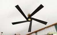 62 inch ceiling fan without light, can be used indoors and outdoors, with remote control, reversible Dc motor, no noise, suitable for bedroom, living