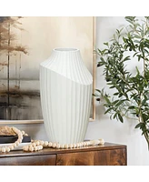 LuxenHome White MgO Modern Abstract Sculpture 20-Inch Tall Vase