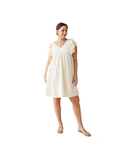 Ingrid + Isabel Maternity Ingrid + Isabel Materniy Madeline Flutter Sleeve Dress Buttermilk Xl