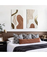 LuxenHome Brown and White Rectangle 18.9" W x 31.5" H Abstract Metal Wall Decor, Set of 2