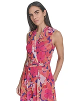 Jessica Howard Petite Floral Surplice-Neck Midi Dress