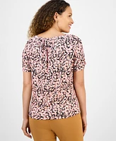 Jm Collection Petite Abigail Abstract-Print Top, Exclusively at Macy's