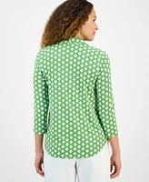 Jm Collection Petite Printed 3/4-Sleeve Top, Exclusively at Macy's