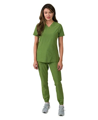 Medgear Women's Olivia 4 Pocket Top Gathered Jogger Pants Set