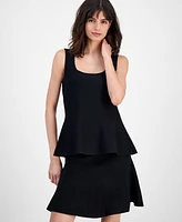 T Tahari Women's Square-Neck Peplum-Hem Sleeveless Top