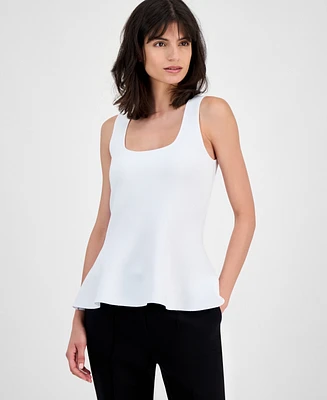 T Tahari Women's Square-Neck Peplum-Hem Sleeveless Top