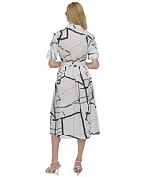 Dkny Women's Printed Cotton Shirt Dress