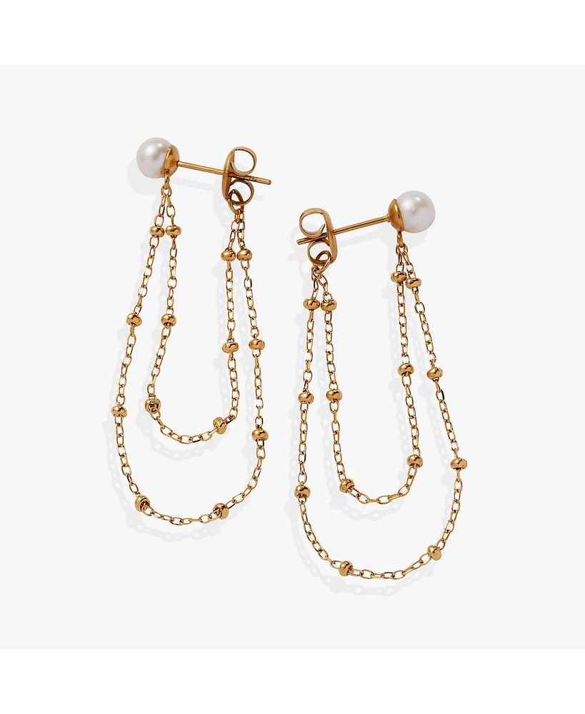 Alex and Ani Freshwater Pearl Chain Earrings