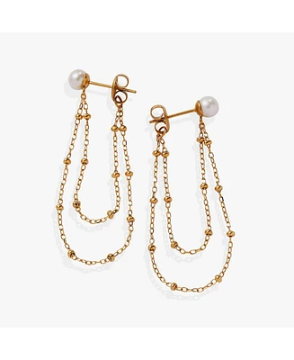 Alex and Ani Freshwater Pearl Chain Earrings