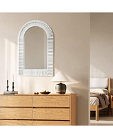 LuxenHome White Arch Rectangle 36-Inch Tall Wall Mirror, Accent and Vanity