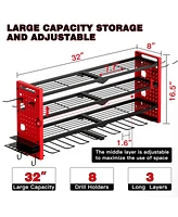 Hausource 4 Tier Power Tool Organizer Shelving Wall Mount Utility Storage Rack，Red