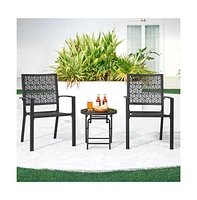 Yaheetech Set of 2 Outdoor Patio Dining Chairs with Slatted Seat
