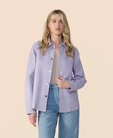 Furniq Uk Women's Leather Shirt Jacket, Created for Macy's