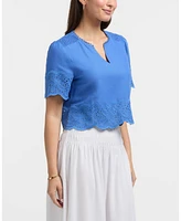 Ellen Tracy Women's Embroidered Trim Top