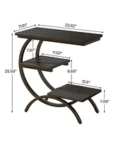 Tribesigns 3-Tier Small Side Table with Storage Shelves,Wood C-Shaped End for Living Room Space