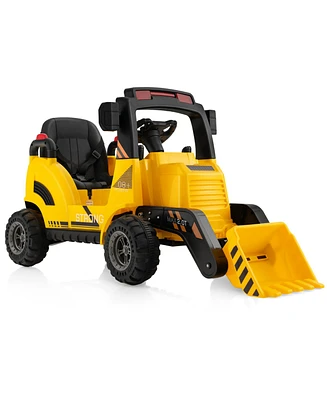 12V Kids Ride On Construction Tractor with Electric Adjustable Bucket