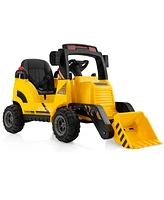 12V Kids Ride On Construction Tractor with Electric Adjustable Bucket
