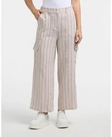 Ellen Tracy Women's Linen Cargo Wide Leg Pant