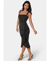 Bebe Women's Scuba Bustier Ruffle Wrap Dress