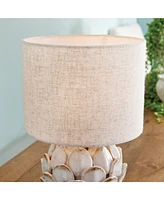 7.75" x 12" Declan Decorative Artichoke Pattern Ceramic Mini Table Desk Lamp w/ Linen Shade