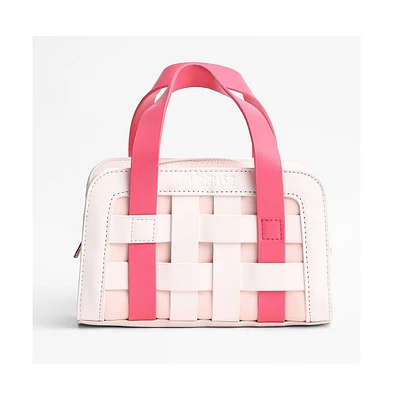 Women's The Weave Camera Mini Sling Bag - Fuchsia Pink & Ivory White