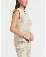 Ellen Tracy Women's Flutter Sleeve Top with Gathered Back