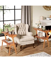 Tribesigns Set of 2 Narrow Side Table for Living Room, Farmhouse Slim End Table with Storage Shelves, for Bedroom, Small Spaces, Easy Assembly