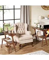 Tribesigns Set of 2 Narrow Side Table for Living Room, Farmhouse Slim End with Storage Shelves, Bedroom, Small Spaces, Easy Assembly
