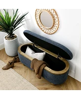 Upholstered End of Bed Storage Ottoman Bench with Seating and Hidden Compartment for Bedroom or Living Room Organization-The Pop Home