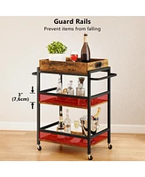 3-Tier Kitchen Cart Rolling Bar Cart Microwave Stand