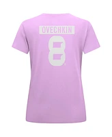 LevelWear Women's Alexander Ovechkin Lavender Washington Capitals Hockey Fights Cancer Anthem Name Number T-Shirt