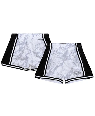 Mitchell & Ness Women's White Los Angeles Lakers Hardwood Classics Marble Shorts