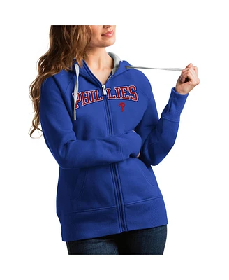 Antigua Women's Royal Philadelphia Phillies Team Logo Victory Full-Zip Hoodie