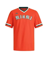Adidas Men's Orange Miami Hurricanes V-Neck Baseball Jersey