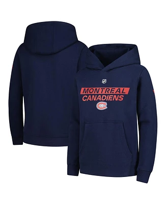 Outerstuff Big Boys and Girls Navy Montreal Canadiens Authentic Pro Wordmark Fleece Pullover Hoodie