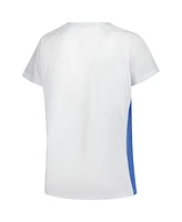 Fanatics Women's White Detroit Lions Plus Glitter Lace-Up V- Neck T-Shirt